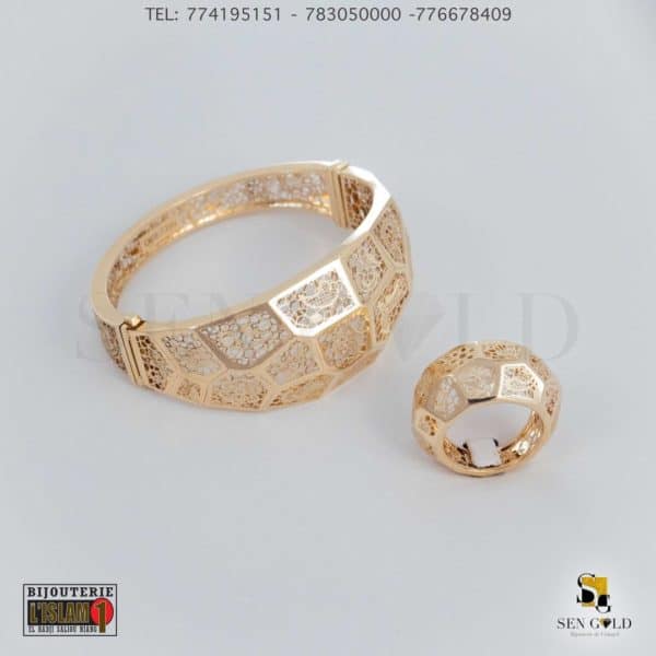 bijouterie de l'islam Sen - gold Ensemble bacelet bague Collection NEO-NERO 18 carats