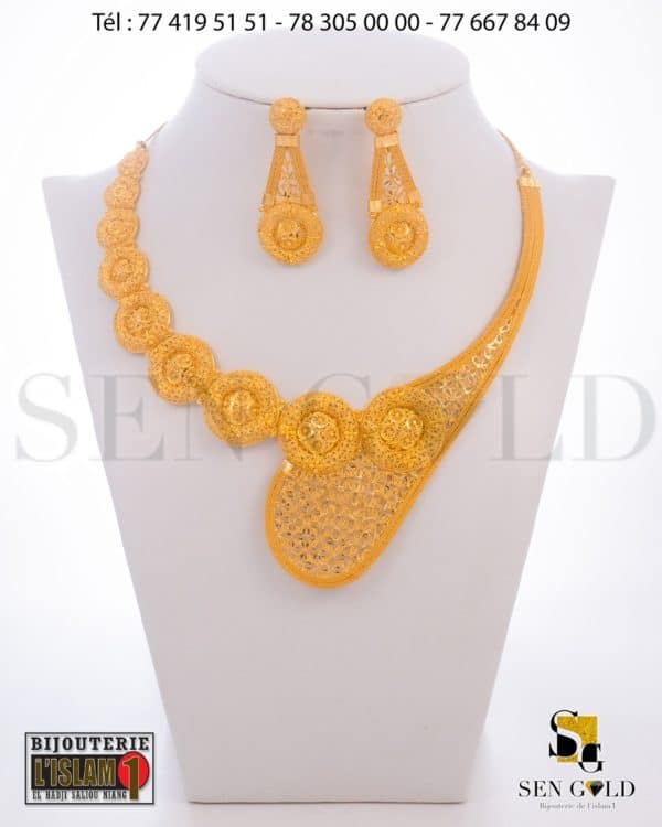 bijouterie de l'islam Sen - gold Ensemble collier boucles d'oreille 21 carats