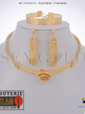 bijouterie de l'islam Sen - gold Ensemble collier boucles d'oreilles bracelet Or 18 carats importés 33.1