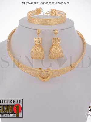 bijouterie de l'islam Sen - gold Ensemble collier boucles d'oreilles bracelet Or 18 carats importés 33.2