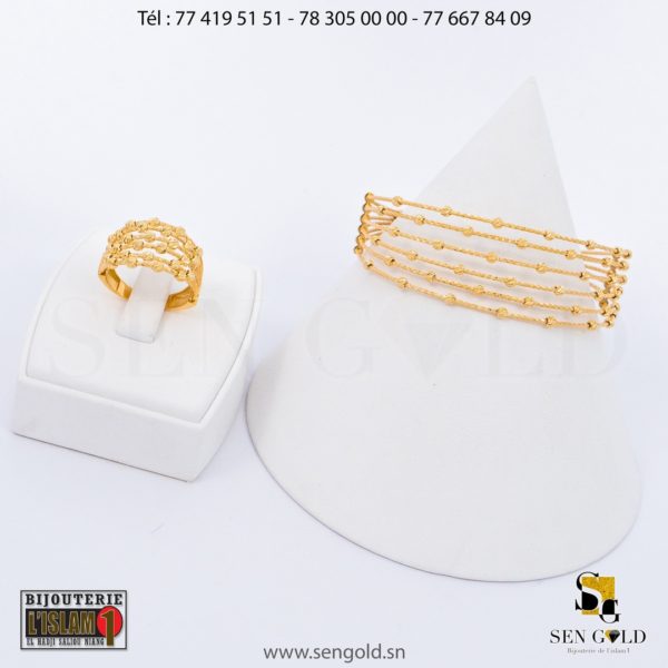 Ensemble Bracelet et bague en Or 18 carats 16.2 grammes (2) Bijouterie de l'islam sen - gold